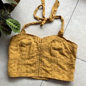 Gold Halter Top w/ Corset Front